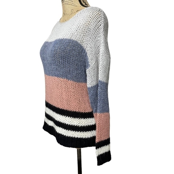 LUCKY Brand Bold Stripe Sweater Loose Knit Wool Blend - Picture 6 of 14